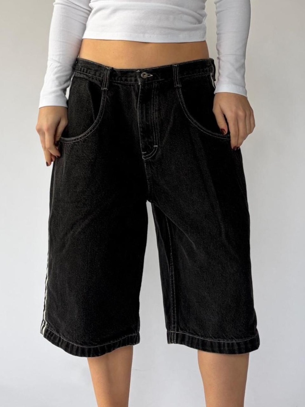 Vintage Jorts Baggy Black Utility 36 - Picture 2 of 5